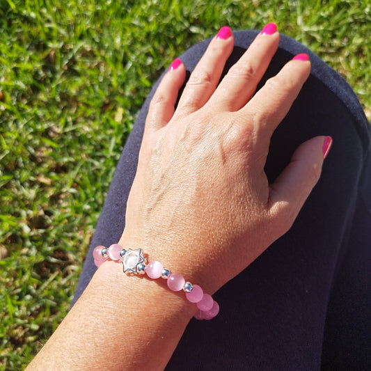 Pulseira Olho de Gato Rosa