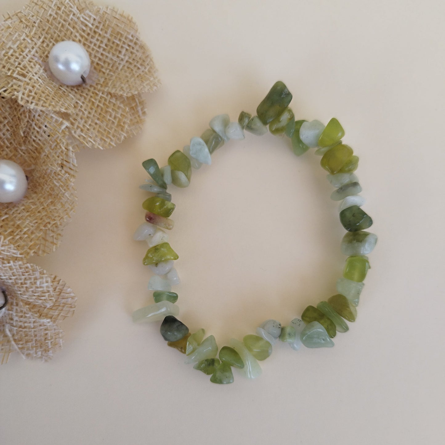 Pulseira Chips Jade Prehnite