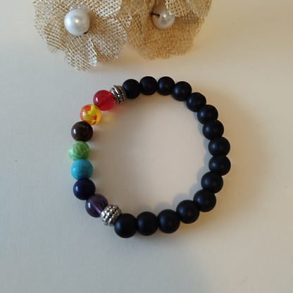 Pulseira de Ónix com Pedras dos 7 Chakras: