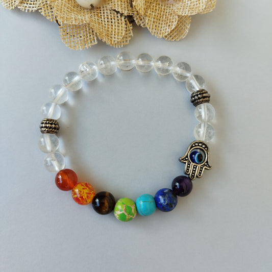 Pulseira Quartzo Cristal e Sete Chakras