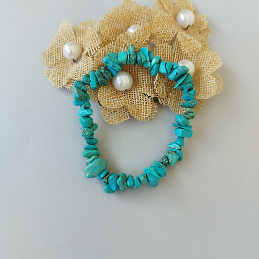 Pulseira Chips Howlite Turquesa